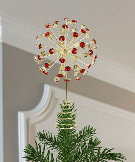 12" Red Crystal Burst Tree Topper
