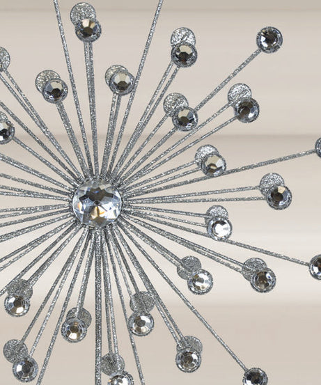 13" Silver Crystal Burst Tree Topper