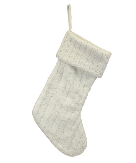 White Plush Cable Knit Stocking