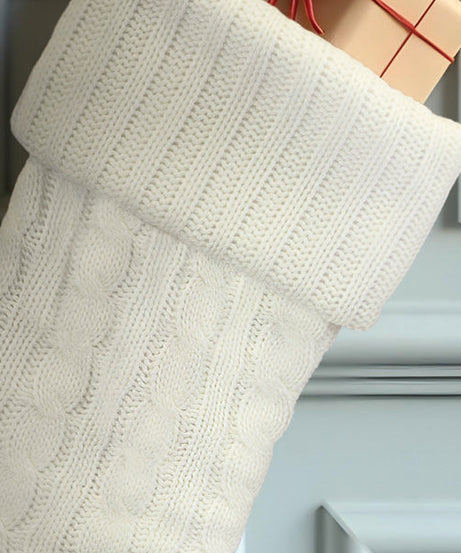 White Plush Cable Knit Stocking