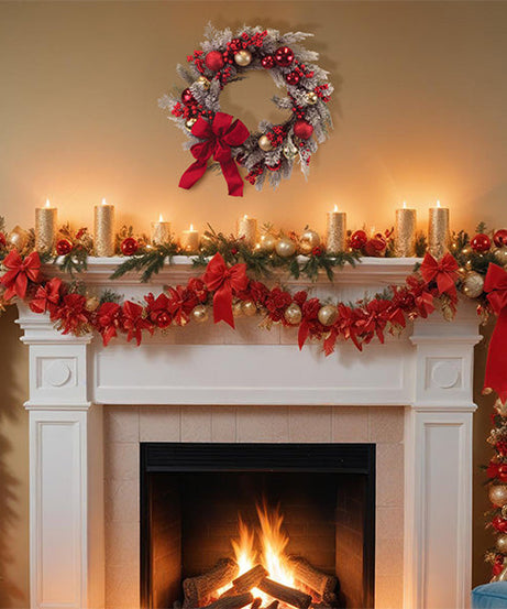 24" Holiday Splendor Red And Gold Aspen Wreath