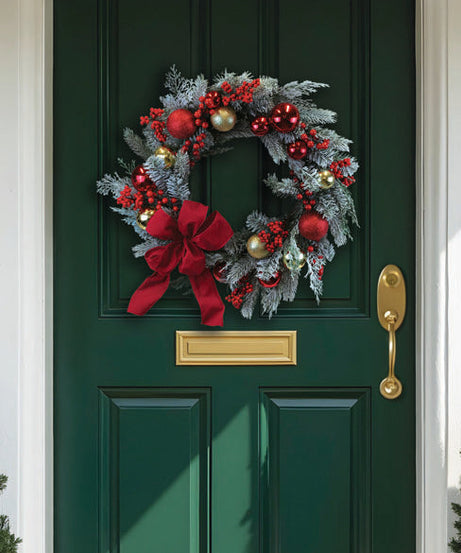 24" Holiday Splendor Red And Gold Aspen Wreath