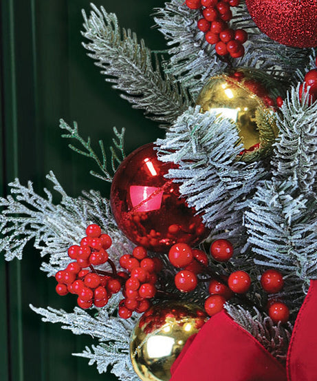 24" Holiday Splendor Red And Gold Aspen Wreath