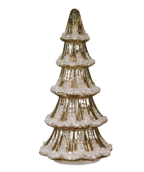 12" Lit Gold Mercury Glass Tabletop Tree