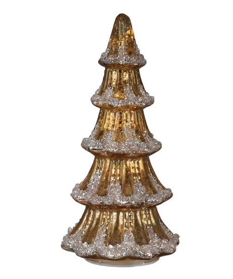 12" Lit Gold Mercury Glass Tabletop Tree