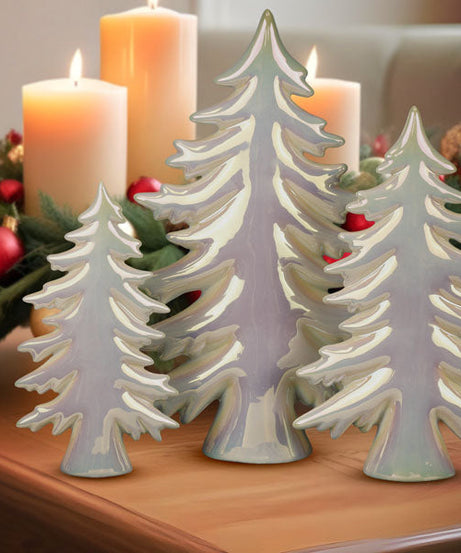 Iridescent Ceramic Trees Set