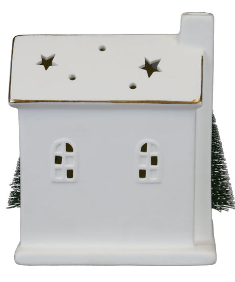 Lit Ceramic House With Trees