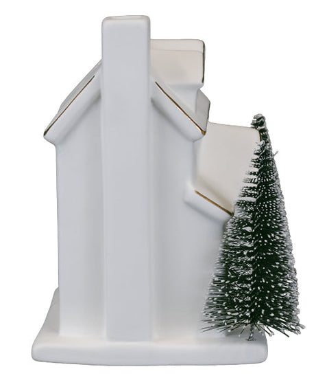 Lit Ceramic House With Trees
