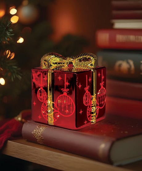 Lit Ornamental Glass Gift Box