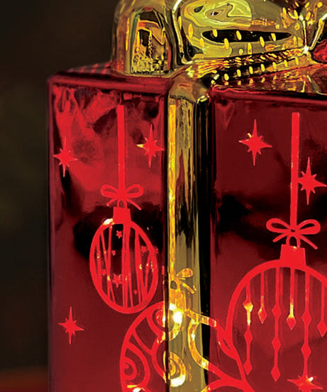 Lit Ornamental Glass Gift Box