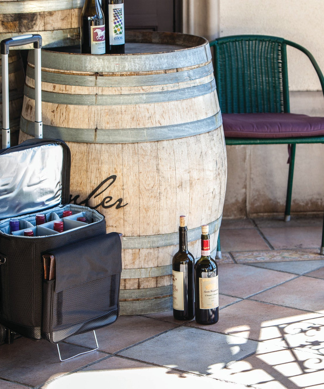 Cellar 6-Bottle Wine Carrier & Cooler Tote with Trolley
