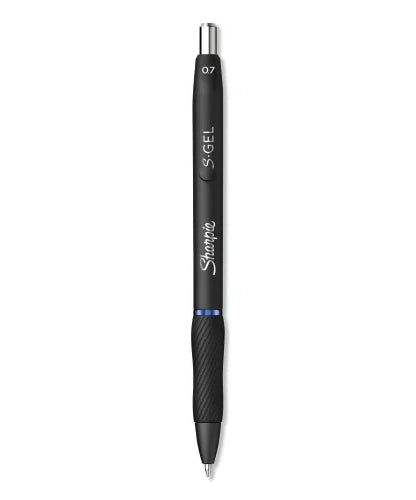 Sharpie S-Gel High-Performance Gel Pen, Retractable, Medium 0.7 mm, Blue Ink, Black Barrel, Dozen (2096152)