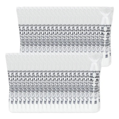 Dart Foam Drink Cups, 12 oz, Squat, White, 1,000/Carton (12J16) - Grazingbelles