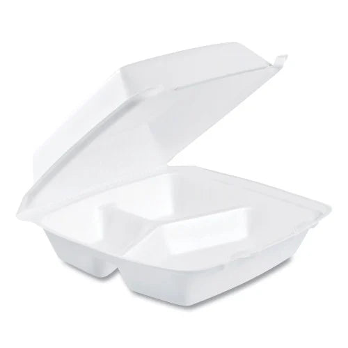Dart Foam Hinged Lid Containers, 3-Compartment, 8.38 x 7.78 x 3.25, 200/Carton (85HT3R) - Grazingbelles
