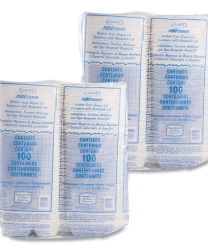 Dart Foam Hinged Lid Containers, 3-Compartment, 8.38 x 7.78 x 3.25, 200/Carton (85HT3R) - Grazingbelles