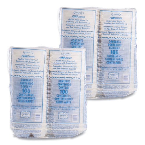 Dart Foam Hinged Lid Containers, 3-Compartment, 8.38 x 7.78 x 3.25, 200/Carton (85HT3R) - Grazingbelles