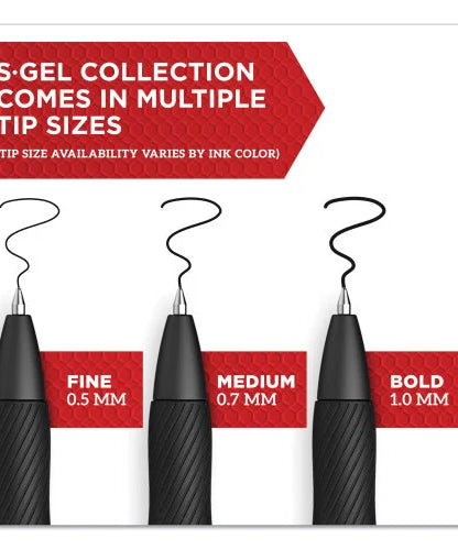 Sharpie S-Gel High-Performance Gel Pen, Retractable, Medium 0.7 mm, Blue Ink, Black Barrel, Dozen (2096152)