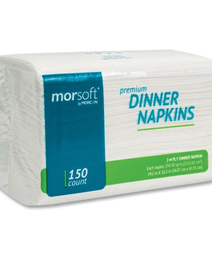 Morcon Paper Morsoft Dinner Napkins, 2-Ply, 14.5 x 16.5, White, 3,000/Carton (3466) - Grazingbelles