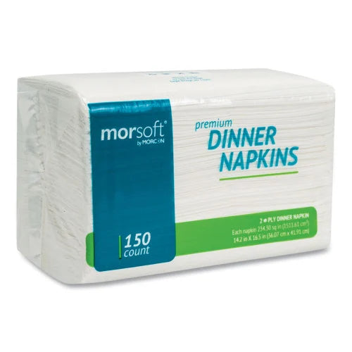Morcon Paper Morsoft Dinner Napkins, 2-Ply, 14.5 x 16.5, White, 3,000/Carton (3466) - Grazingbelles