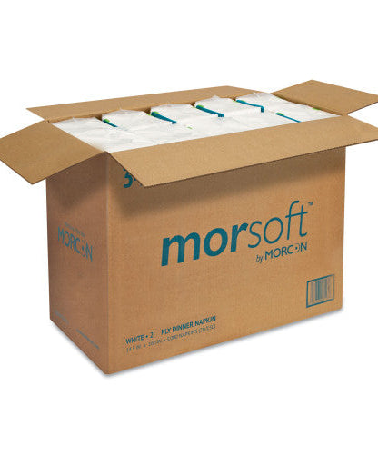 Morcon Paper Morsoft Dinner Napkins, 2-Ply, 14.5 x 16.5, White, 3,000/Carton (3466) - Grazingbelles