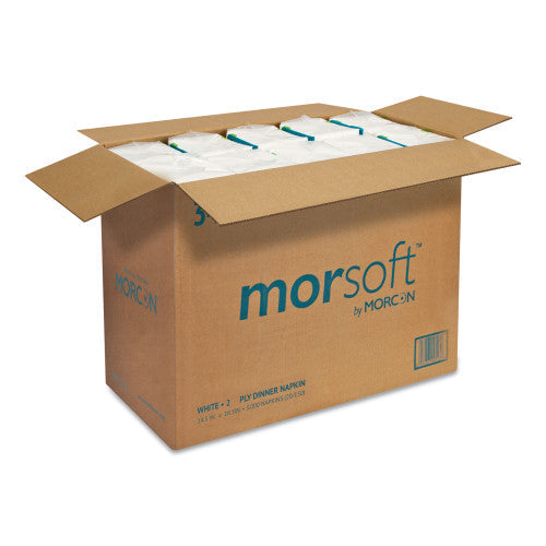 Morcon Paper Morsoft Dinner Napkins, 2-Ply, 14.5 x 16.5, White, 3,000/Carton (3466) - Grazingbelles