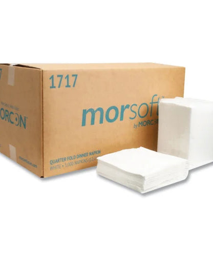 Morcon Paper Morsoft Dinner Napkins, 1-Ply, 16 x 16, White, 250/Pack, 12 Packs/Carton (1717) - Grazingbelles