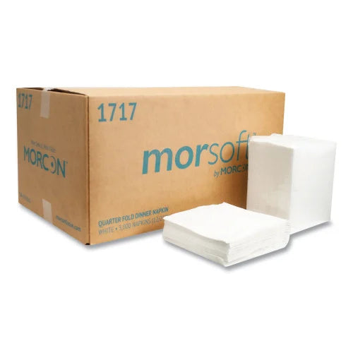Morcon Paper Morsoft Dinner Napkins, 1-Ply, 16 x 16, White, 250/Pack, 12 Packs/Carton (1717) - Grazingbelles