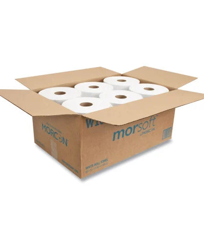 Morcon® Hardwound Paper Towels, White, 1-Ply, 800-ft., 6 Rolls (W106) - Grazingbelles