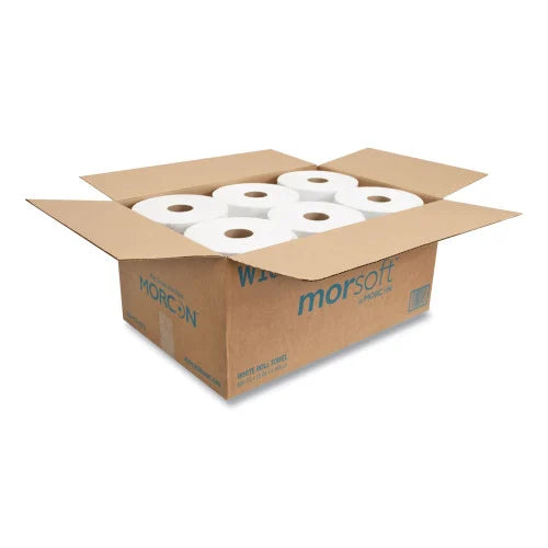 Morcon® Hardwound Paper Towels, White, 1-Ply, 800-ft., 6 Rolls (W106) - Grazingbelles