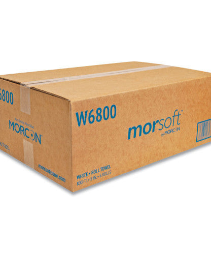Morcon Paper Morsoft Universal Roll Towels, 1-Ply, 8" x 800 ft, White, 6 Rolls/Carton (W6800) - Grazingbelles