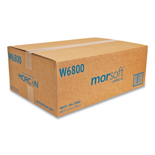 Morcon Paper Morsoft Universal Roll Towels, 1-Ply, 8" x 800 ft, White, 6 Rolls/Carton (W6800) - Grazingbelles