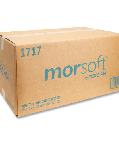 Morcon Paper Morsoft Dinner Napkins, 1-Ply, 16 x 16, White, 250/Pack, 12 Packs/Carton (1717) - Grazingbelles