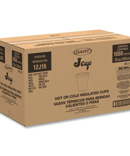 Dart Foam Drink Cups, 12 oz, Squat, White, 1,000/Carton (12J16) - Grazingbelles