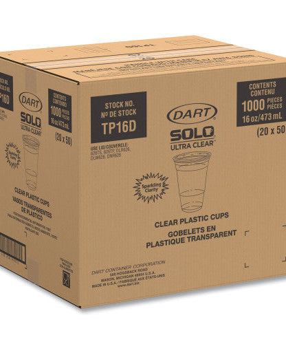 SOLO Ultra Clear PET Cups, 16 oz, Squat, 50/Bag, 20 Bags/Carton (TP16DCT) - Grazingbelles