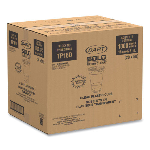 SOLO Ultra Clear PET Cups, 16 oz, Squat, 50/Bag, 20 Bags/Carton (TP16DCT) - Grazingbelles