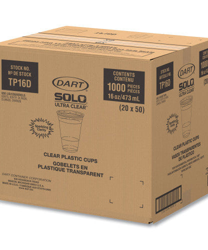 SOLO Ultra Clear PET Cups, 16 oz, Squat, 50/Bag, 20 Bags/Carton (TP16DCT) - Grazingbelles