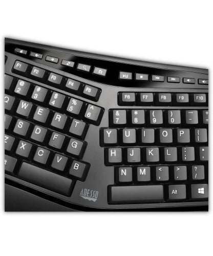 Adesso WKB1500GB Wireless Ergonomic Keyboard and Mouse, 2.4 GHz Frequency/30 ft Wireless Range, Black
