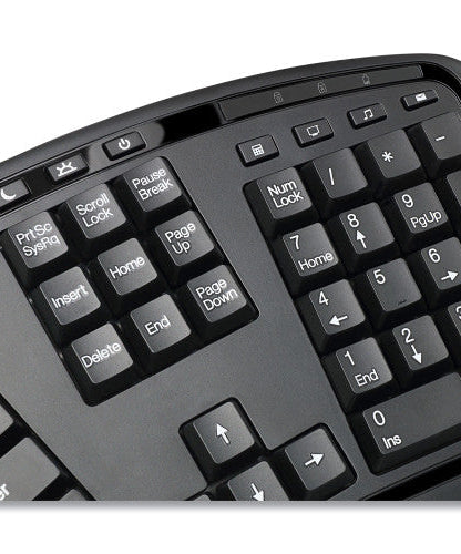 Adesso WKB1500GB Wireless Ergonomic Keyboard and Mouse, 2.4 GHz Frequency/30 ft Wireless Range, Black