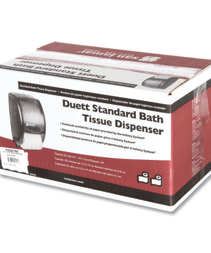 San Jamar Duett Standard Bath Tissue Dispenser, 2 Roll, 7.5 x 7 x 12.75, Black Pearl (R3500TBK)