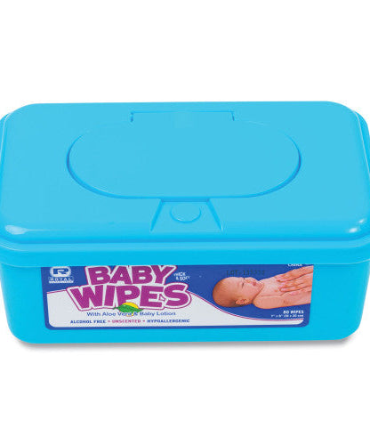 AmerCareRoyal Baby Wipes Tub, Unscented, White, 80/Tub, 12 Tubs/Carton (RPBWU80)