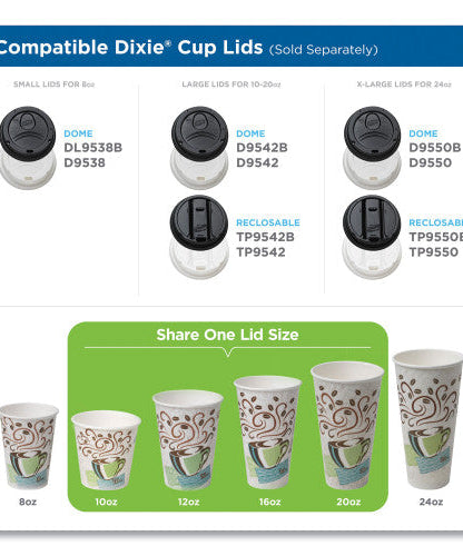 Dixie PerfecTouch Paper Hot Cups, 12 oz, Coffee Haze Design, 25 Sleeve, 20 Sleeves/Carton (5342DX)