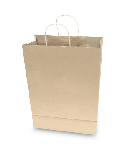 Premium Shopping Bag, Natural Twisted-Paper Handles, 12" x 6.5" x 17", Brown, 50/Box (091566)