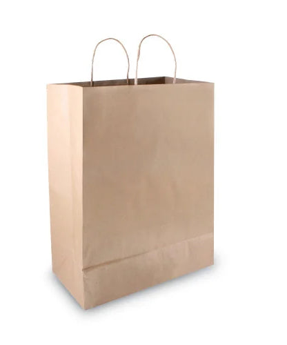 Premium Shopping Bag, Natural Twisted-Paper Handles, 12" x 6.5" x 17", Brown, 50/Box (091566)