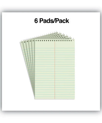 Universal Steno Pads, Gregg Rule, Red Cover, 80 Green-Tint 6 x 9 Sheets, 6/Pack (UNV86920PK) - Grazingbelles