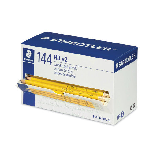 Staedtler Woodcase Pencil, HB (#2), Black Lead, Yellow Barrel, 144/Pack (13247C144A6) - Grazingbelles