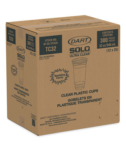 Dart Ultra Clear PETE Cold Cups, 32 oz, Clear, 300/Carton (TC32) - Grazingbelles