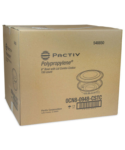 Pactiv EarthChoice MealMaster Container with Lid, 48 oz, 10.13" Diameter x 2.13"h, 1-Compartment, Black/Clear, Plastic, 150/Carton (0CN80948CSTC)
