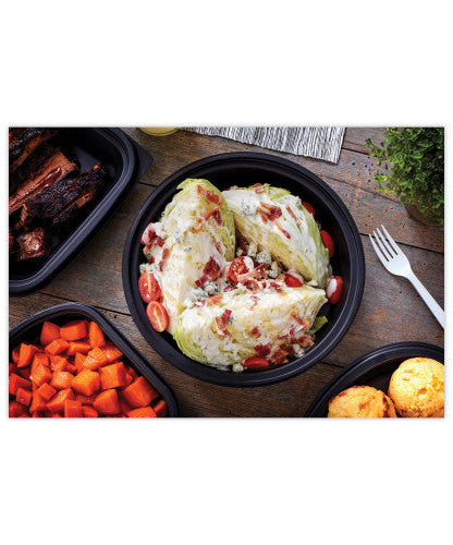 Pactiv EarthChoice MealMaster Container with Lid, 48 oz, 10.13" Diameter x 2.13"h, 1-Compartment, Black/Clear, Plastic, 150/Carton (0CN80948CSTC)