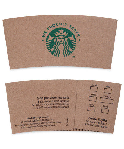 Starbucks Cup Sleeves, Fits 12, 16, 20 oz Hot Cups, Kraft, 1,380/Carton (11020575) - Grazingbelles