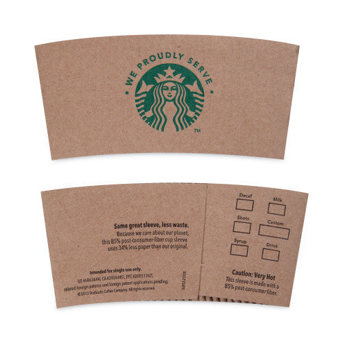Starbucks Cup Sleeves, Fits 12, 16, 20 oz Hot Cups, Kraft, 1,380/Carton (11020575) - Grazingbelles